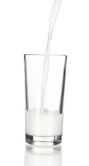 Fresh milk pouring into a glass