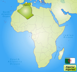 Obraz premium Übersichtskarte von Algerien mit Landesflagge