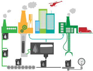 Oil industrial factory schematic illustration