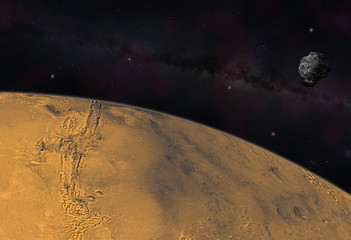 Obraz premium Mars sous menace d'astéroide