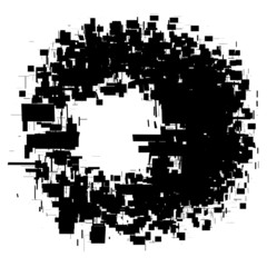 Fototapeta na wymiar fragmentaryczne czarny wzór kwadrat, sylwetka, z otworem na białym