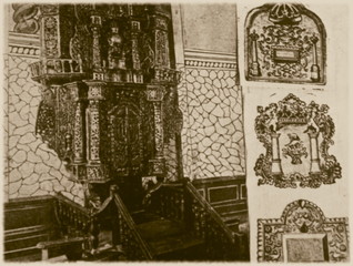 Retro photo of interior of synagogue  in Wolpa, Lithuania