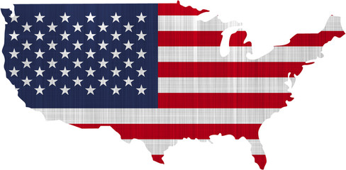 USA Flag Map on a white background