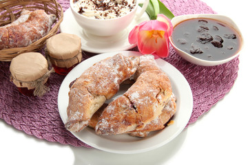 Light tasty breakfast, isolated on white.