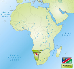 Obraz premium Übersichtskarte von Namibia mit Landesflagge