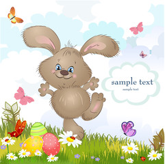 Cartoon happy rabbit for Easter Cards