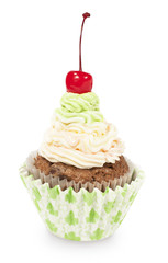 chocolate cake with buttercream and cherry