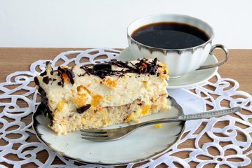 layer-cake and cup of coffee