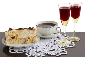 layer-cake,coffee and cherry vodka