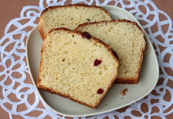 Fototapeta na wymiar slices of sweet bun with raisins
