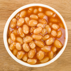 Baked Beans - Bowl of baked beans in tomato sauce.