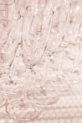 Empty glasses on restaurant table