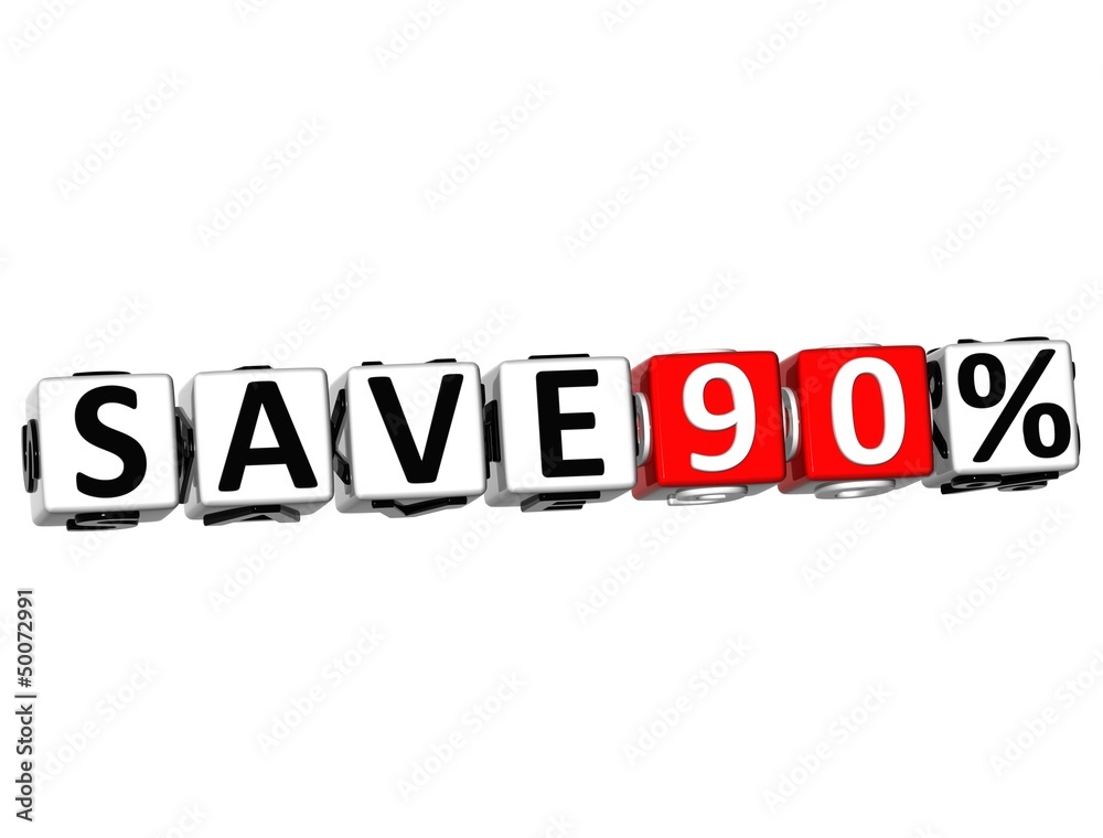 Poster 3d save 90% button click here block text