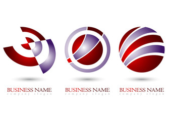 Business logo 3D glossy purple design