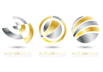 Business logo 3D gold sphere design - 50073305
