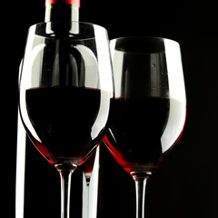 Red Wine Glass silhouette Black Background