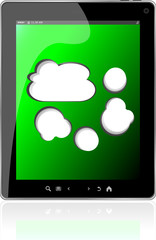 Cloud-computing connection on the digital tablet pc. Isolated