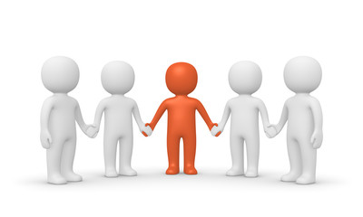 Group of 3d people with leader