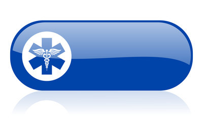 caduceus blue web glossy icon