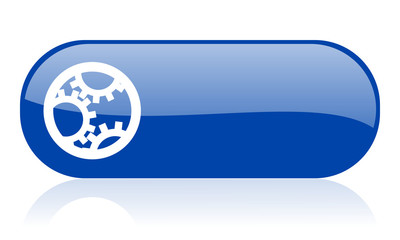 gears blue web glossy icon