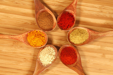 Spices on Wooden Spoon