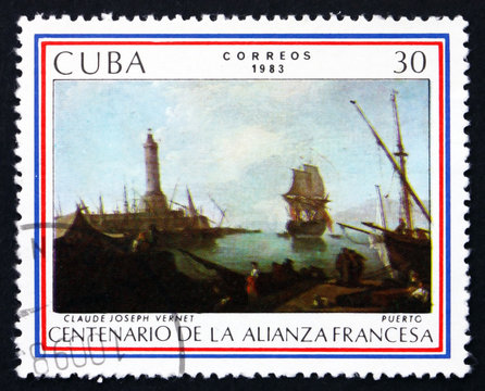 Postage stamp Cuba 1983 Port, by Claude Joseph Vernet