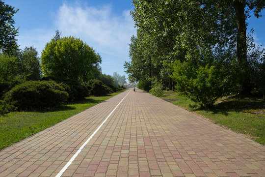 Fototapeta empty paved walking path