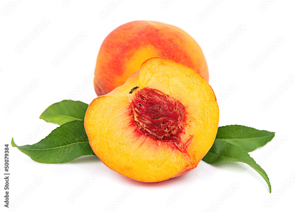 Canvas Prints Sweet peaches with leafs