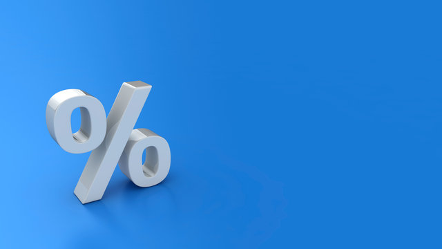 Persentage symbol on the blue