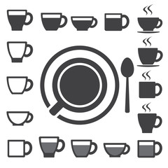 Coffee cup and Tea cup icon set.Illustration