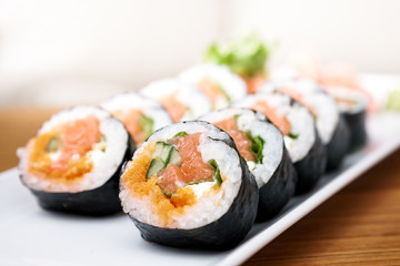 Salmon and caviar rolls