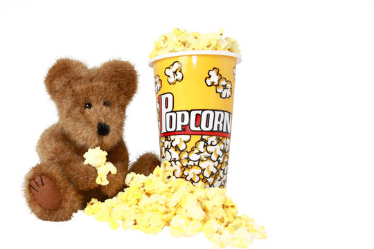 Teddy Bear With Popcorn Movie Snack