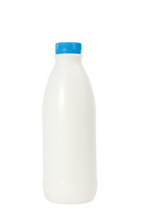 Milk bottle on a white background. Clipping path included.