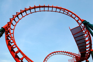 A segment of a roller coaster - obrazy, fototapety, plakaty