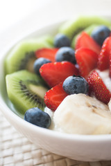 yogurt with grapes, kiwi and berries