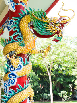 Colorful chinese dragon statue
