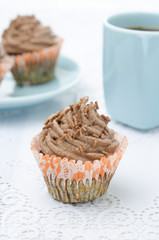 chocolate cupcake with chocolate cream