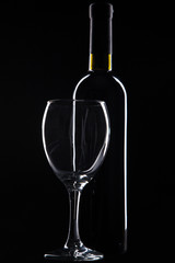 Wine glass and bottle