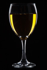Wine glass on black background