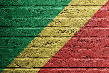 Brick wall with a painting of a flag, The republic of Congo