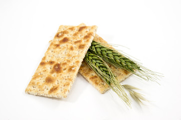 Integral crackers on white background