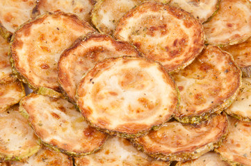 Fried squash rings with spices.