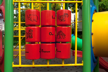 A colorful children playground on park