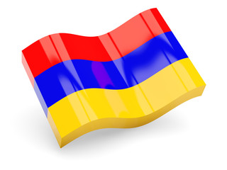 3d flag of Armenia isolated on white