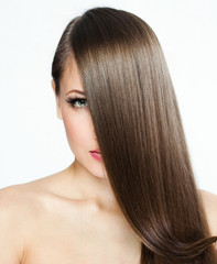 Naklejka premium Woman with Long Hair , clean skin face 