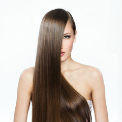 Naklejka premium Woman with Long Hair , clean skin face 