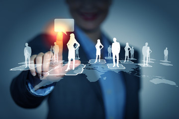 Image of female touching icon of social network