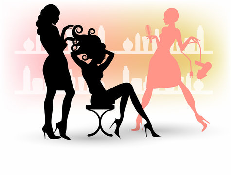 Beauty salon with hairdresser. Manicure, spa and makeup for women