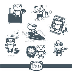 Cats Icons 7 Symbols Set: holiday