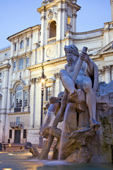 Detail of Bernini fountain at Piazza Navona in Rome